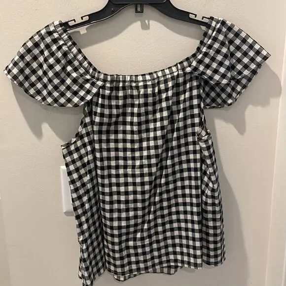 J.Crew Factory checkered Top cap sleeve size Small - Picture 2 of 7